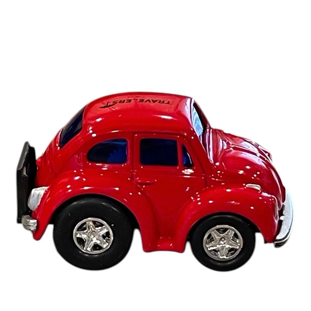 Welly VW Beetle Travelers Insurance Model 92716 Red Diecast Pull Back Mini READ